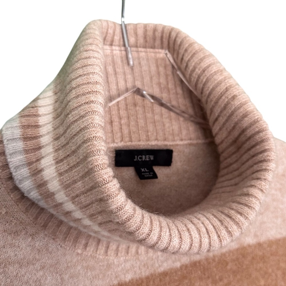 J.Crew Womens XL Oversized Alpaca Wool Turtleneck Sweater Stripe Neutral Cozy - Picture 6 of 15